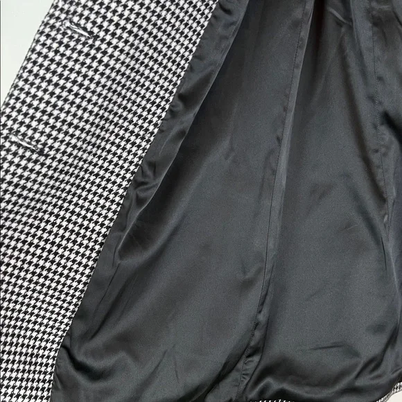 Hush UK Houndstooth Blazer Two Button Black White UK 12 US 8 Wool Blend - Picture 10 of 16